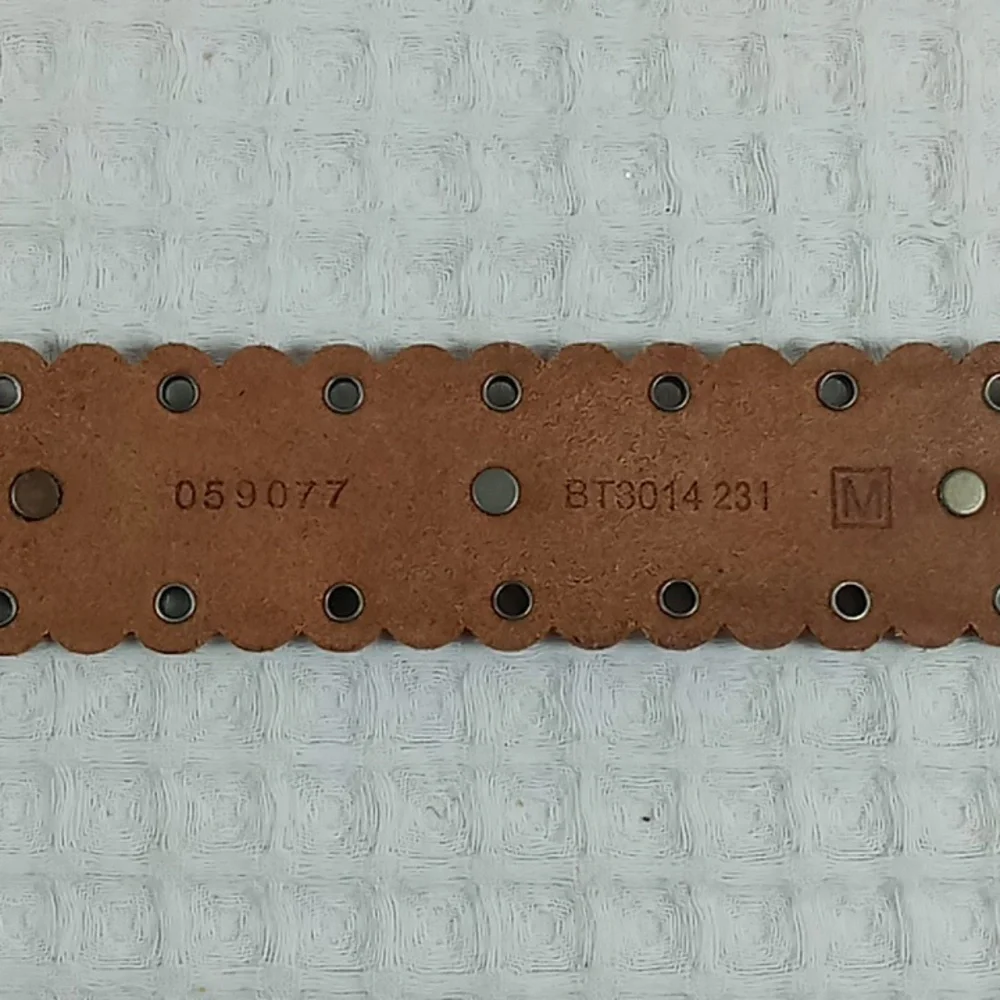 Fossil Brown Leather Belt With Coin Details Scalloped Edges And Grommets Size M - Picture 10 of 14